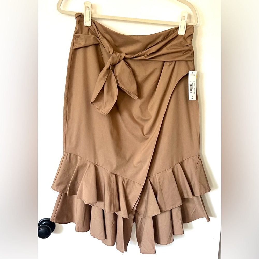NWT Worthington Saddle Tan Ruffled Skirt Size 10